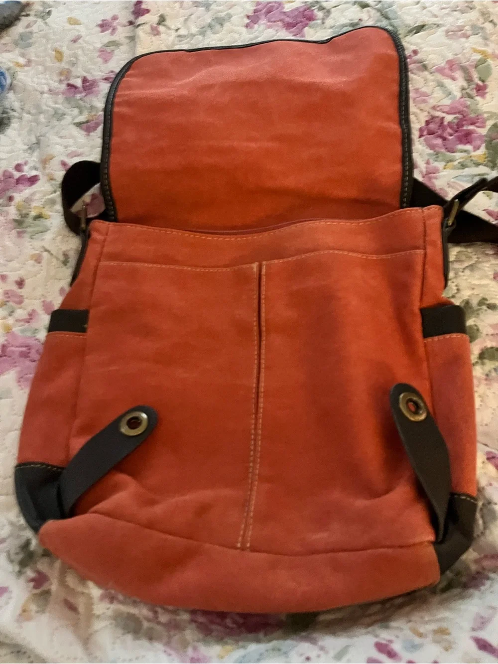 Orange Canvas Crossbody Messenger Bag